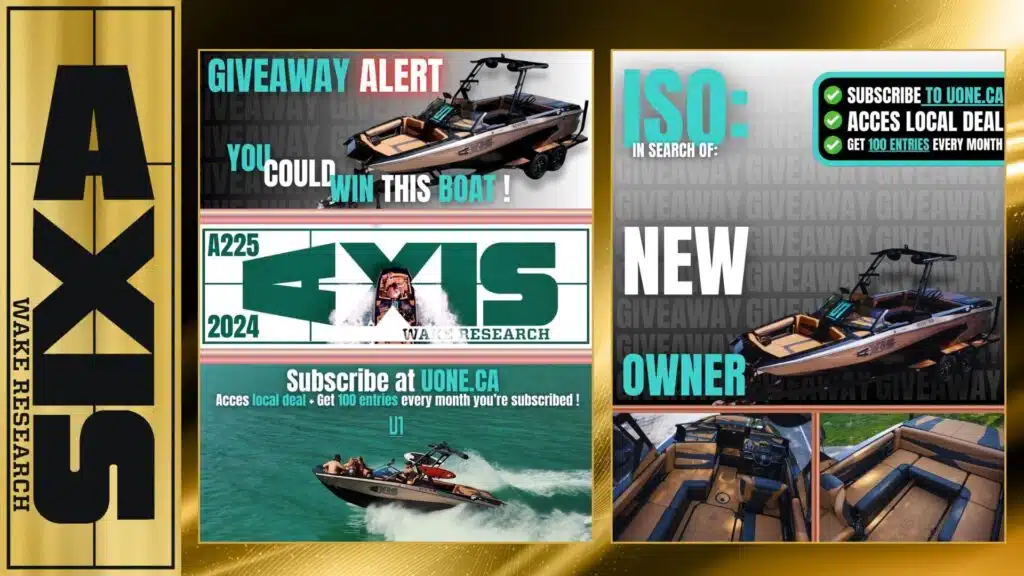 ENTER for a chance to WIN this: 2024 Axis A225 Wake Surf Boat + Trailer + Free Shipping Included